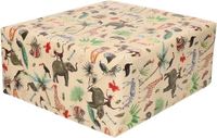 Shoppartners Bv Inpakpapier Jungle thema - 2x - 300 x 70 cm - kleurrijke dieren - 80 grams - kinder verjaardag cadeaupapier