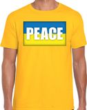Bellatio Decorations Oekraine Peace t-shirt geel heren - vrede - Oekraiense vlag M