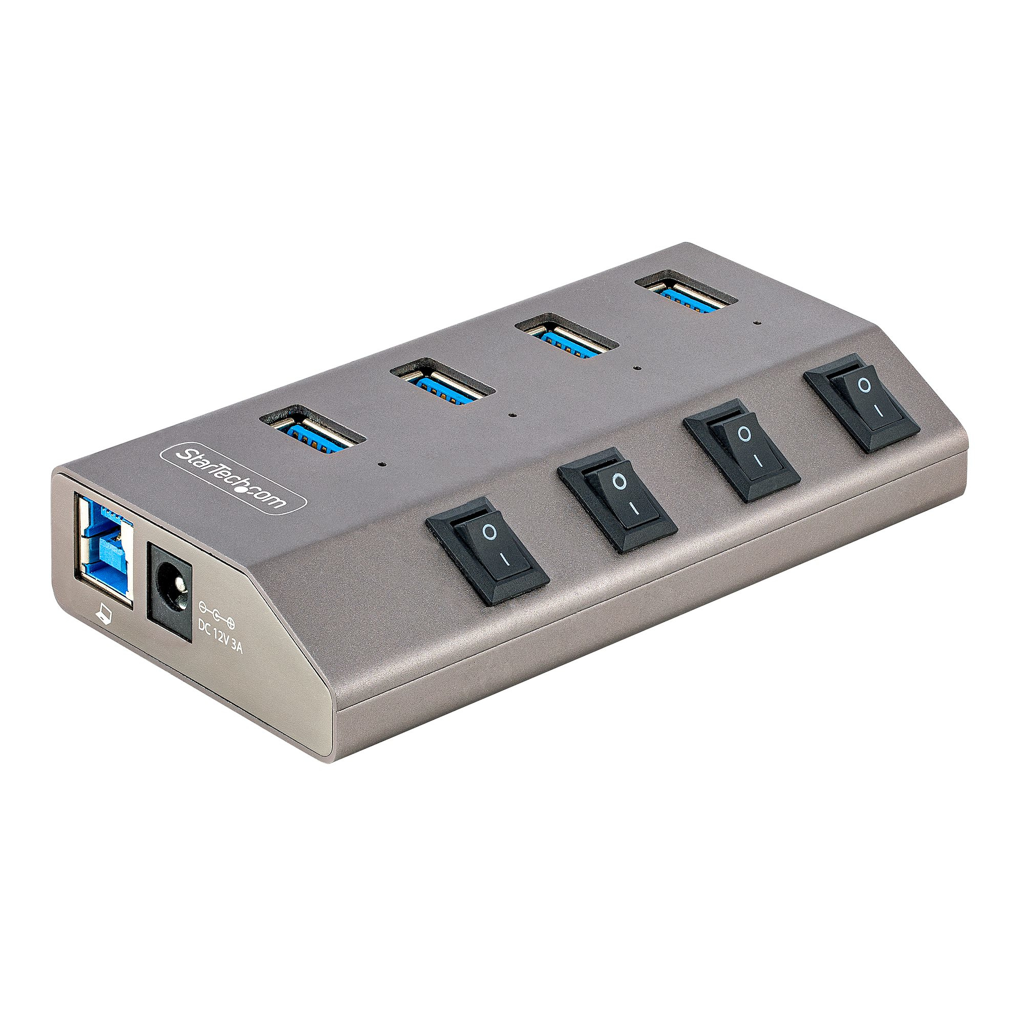 StarTech.com 4-Port Self-Powered USB-C Hub met Individuele On/Off Schakelaars, USB 3.0 5Gbps Expansion Hub met Power Supply, Desktop/Laptop USB-C naar USB-A Hub, USB Type C Hub met BC 1.2