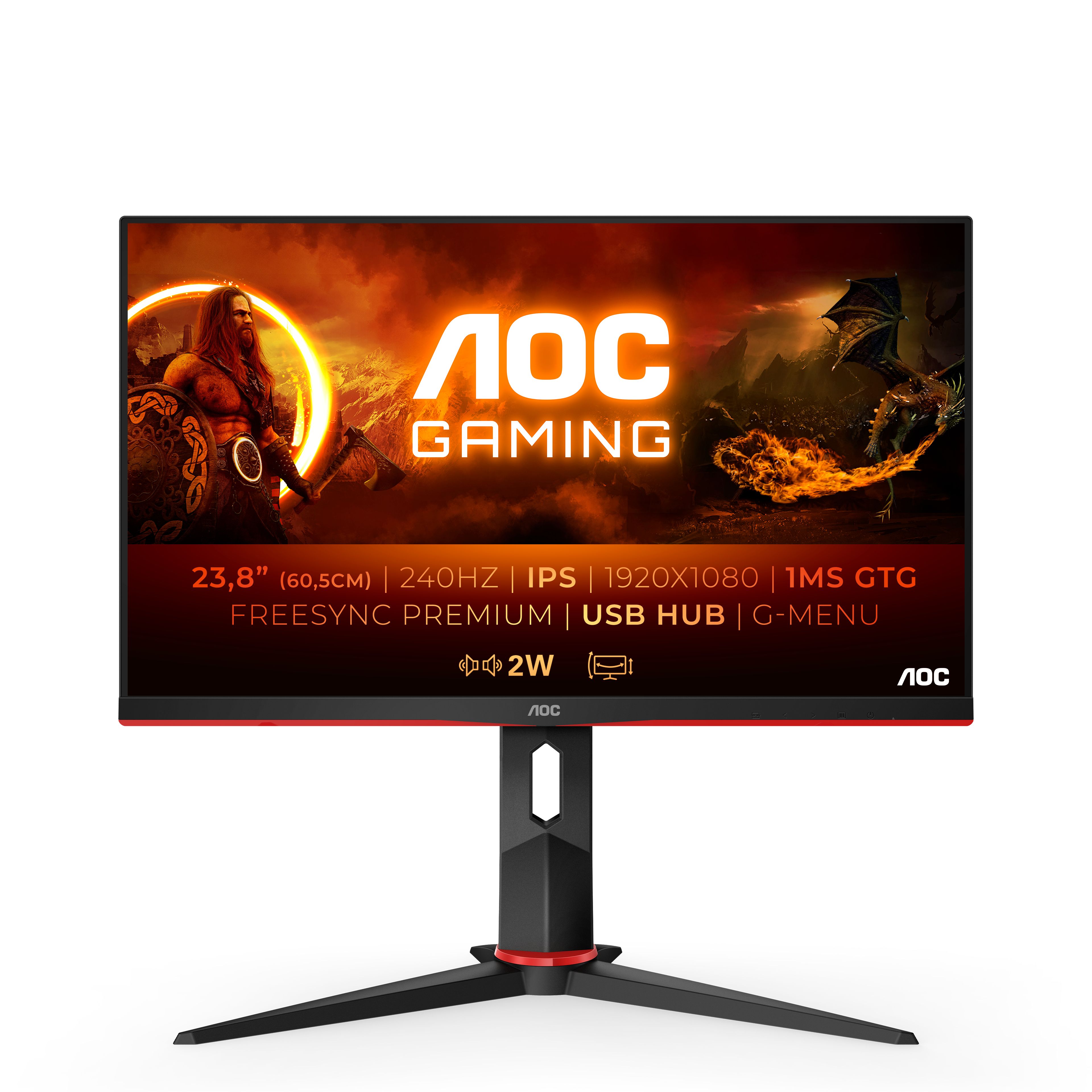 AOC 24G2ZU/BK 23.8" Full HD Gaming Monitor - 240Hz, IPS, USB Hub