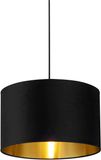 Searchlight Velvet Drum - lampenkap - Ø 40 x 24 cm - zwart en goud
