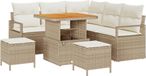 vidaXL Tuinset met 8 zitplaatsen, beige, van polyrotan