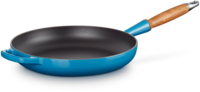 Le Creuset Braadpan - 28 cm - Gietijzer - Zwart/Blauw/Hout