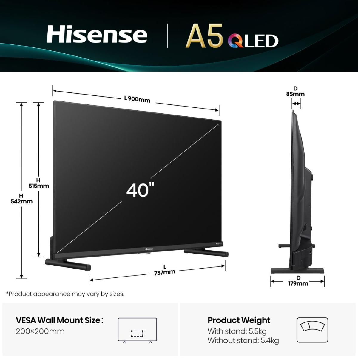 Hisense 40A5Q / LED screen / 40 inches / 2025