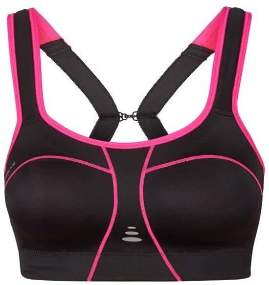 PureLime Padded Athletic Sportbeha Zwart/Roze - maat 80G