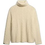Superdry Kabeltrui met rolkraag Dames Cream