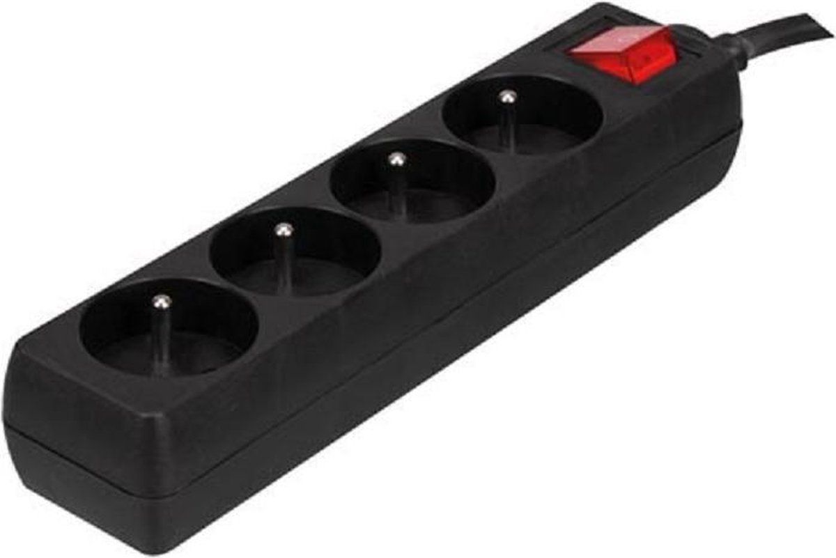 Perel Stekkerdoos 4-voudig Penaarde 1,5 Meter Zwart