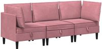 vidaXL Woonkamer Meubelset 3-delig Roze Fluweel