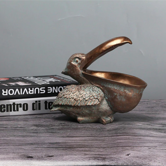 Vilead Vilead Pelikaan Beeld Sleutelhouder - Decor Miniatuur Ornament Hars Sculptuur Bureau Brons