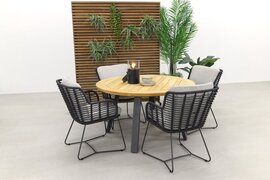 4 Seasons Outdoor 4 Seasons Fabrice antraciet/Ambassador 130 cm. rond tuinset - 5 delig