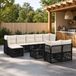 Prolenta Maison Exclusive - Tuinset met tuinbank, 10 stuks, 9 zitplaatsen, zwart, polyrotan