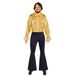 Amscan 9918526 - Men's 1970s Gold Satin Ruffle Shirt - Adult Fancy Dress Costume - XL