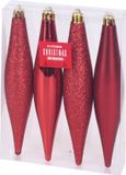 Bellatio Decorations Koopman International 12x Kerstboomversiering rode pegels kersthangers kunststof 15 cm