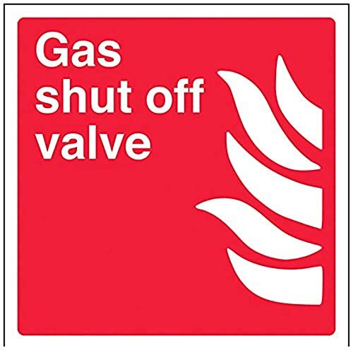 V Safety Vsafety 13021AM-S "Gas Shut Off Valve" vuur-uitrustingsteken, zelfklevend vinyl, vierkant, 150 mm x 150 mm