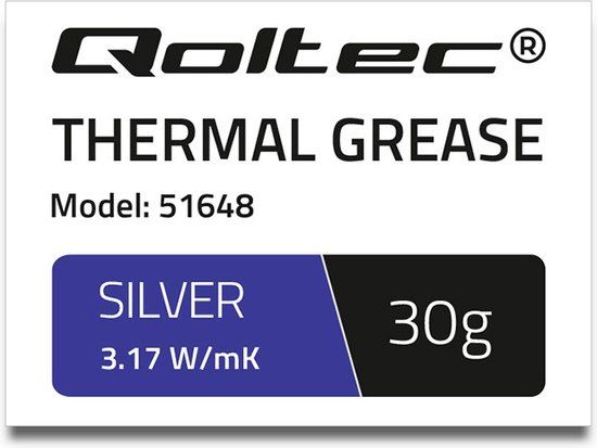 Qoltec Koelpasta 3,17 W/mK | 30g | zilver