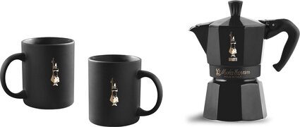 Bialetti SET MOKA 6T ZWART + 2 MUG ZWART