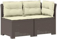 vidaXL Twee-zits Tuin Sofa met Kussens Rieten Look 2-zits PP