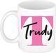 Bellatio Decorations Naam mok Trudy - roze - wit - keramiek - 300 ml - cadeau beker