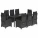 vidaXL Ensemble de jardin 9 pièces avec coussins, noir, en polyrotin