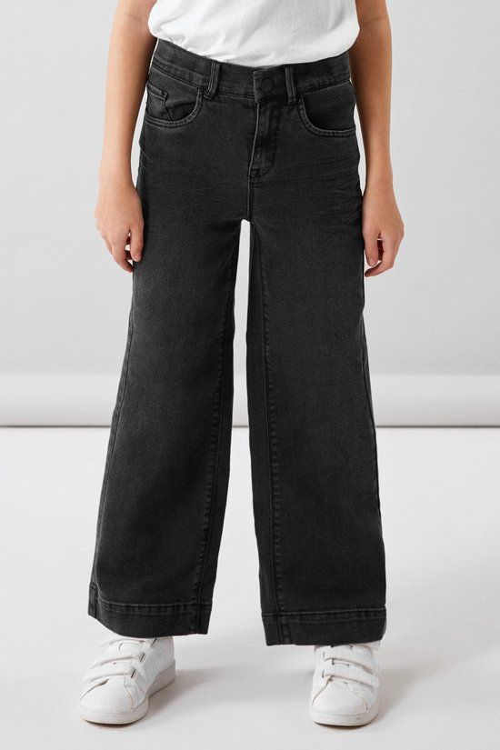 Name It Jeans Nkfrose Hw Wide Jeans - Black Denim - Girls Size 122