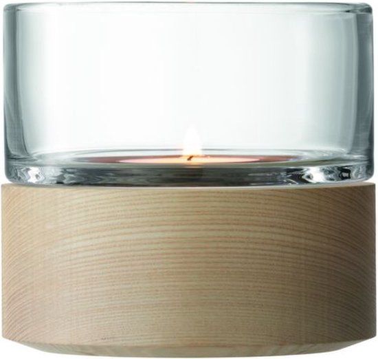 L.S.A. Lotta Waxinelichthouder Met Houten Voet - 22,5 cm