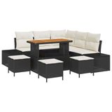 vidaXL Tuinbank - Set - 9 - st - Zwart - poly - rattan
