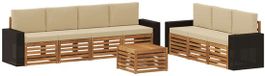 vidaXL - Canapé d'angle - 4 places - Acacia massif - Naturel et beige