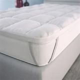 Gewatteerde PLUS topper met elastiek, wit, 160 x 195 cm