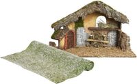 Edelman Bv Crèche vide - L50 x L23 x H31 cm - incl. fond d'herbe/arrière-plan - enneigé