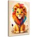 Lion Coloré Sur Fond Beige, 60x90 Tableaux
