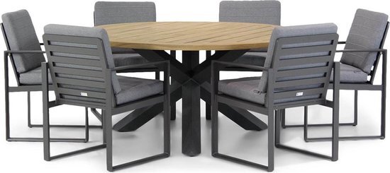 Santika Furniture Santika Zaga/Rockville 160 cm dining tuinset 7-delig