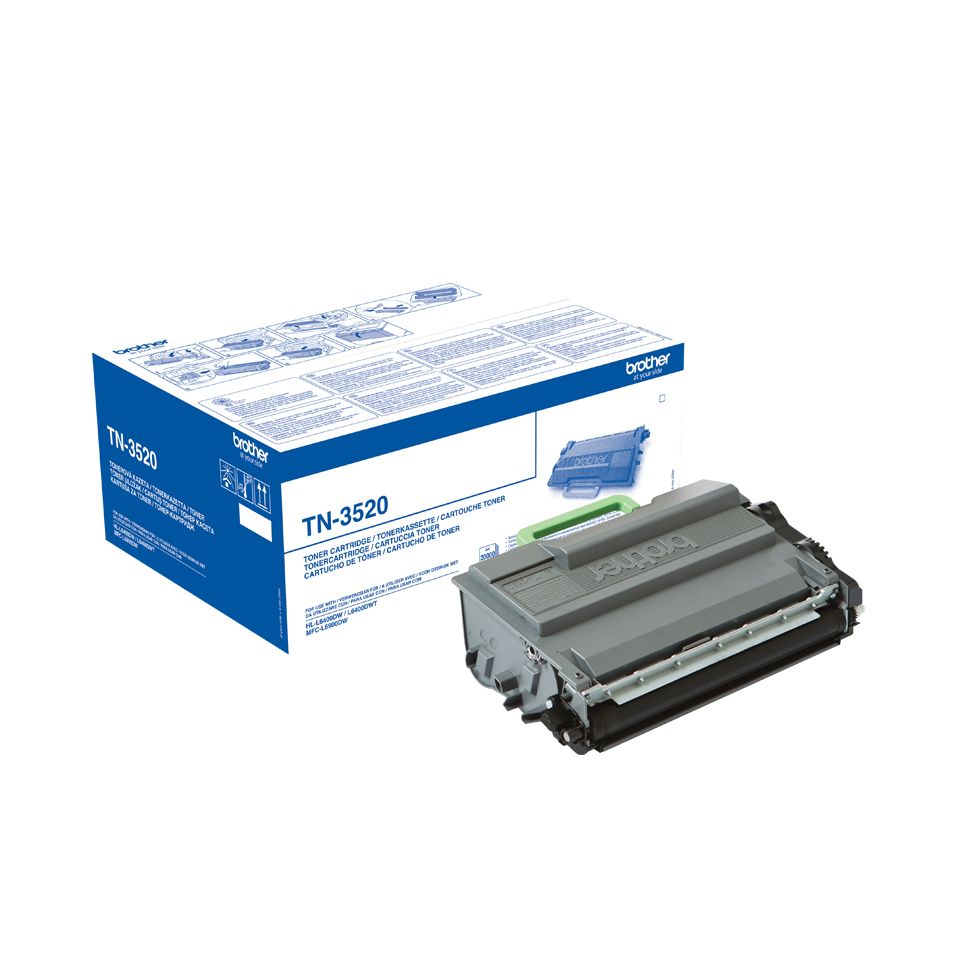Brother TN-3520P Toner Cartridge - Black - Original - 20000 Pages - 1 Pack