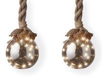 Lumineo Kerstbal aan touw - Glas - Warm wit licht - 15 x 100 cm - 30 LED lampjes