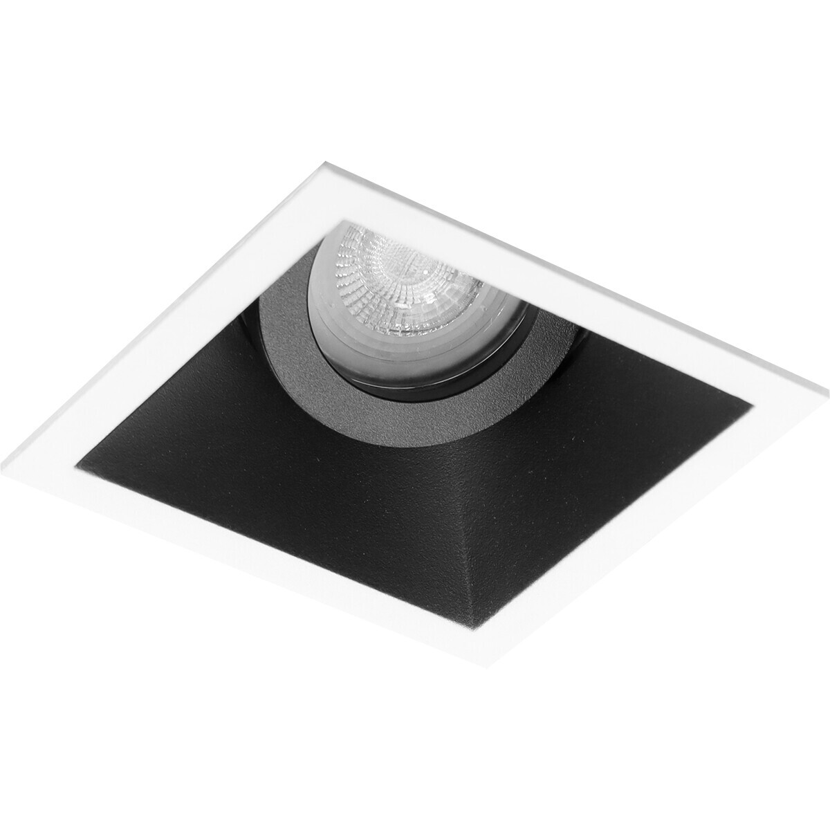 BES LED Spot Armatuur GU10 - Pragmi Zano Pro - Inbouw Vierkant - Mat Zwart/Wit - Aluminium - Kantelbaar - 93mm