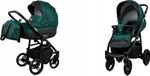 BabyLux Axel 2 in 1 Système de voyage pour bébé Poussette Landau Housse de pluie amovible réglable Sac de couchage Nouveau-né à bébé Mousse de polyuréthane Pneu Vert bouteille Cadre noir