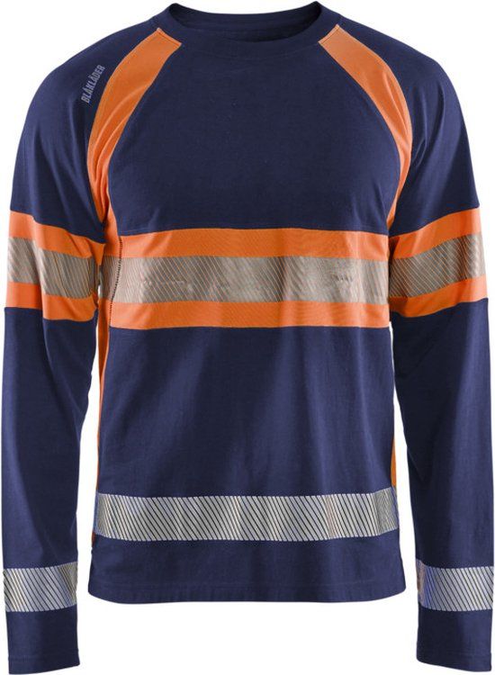 Blaklader High Vis T-shirt lange mouwen 3510-1030 - Marineblauw/Oranje - XXXL