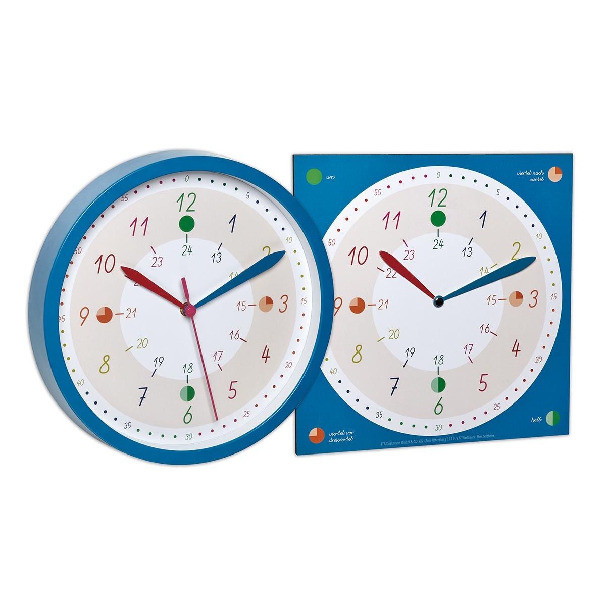 TFA Tick & Tack Wandklok - Wit/Blauw - Rond - 30.8cm