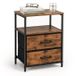 Table de nuit - 61 x 38 x 28 cm - 2 tiroirs - brun-noir