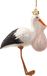 Vondels Cigogne avec bébé 11cm en verre, couleur multi 1 pièce