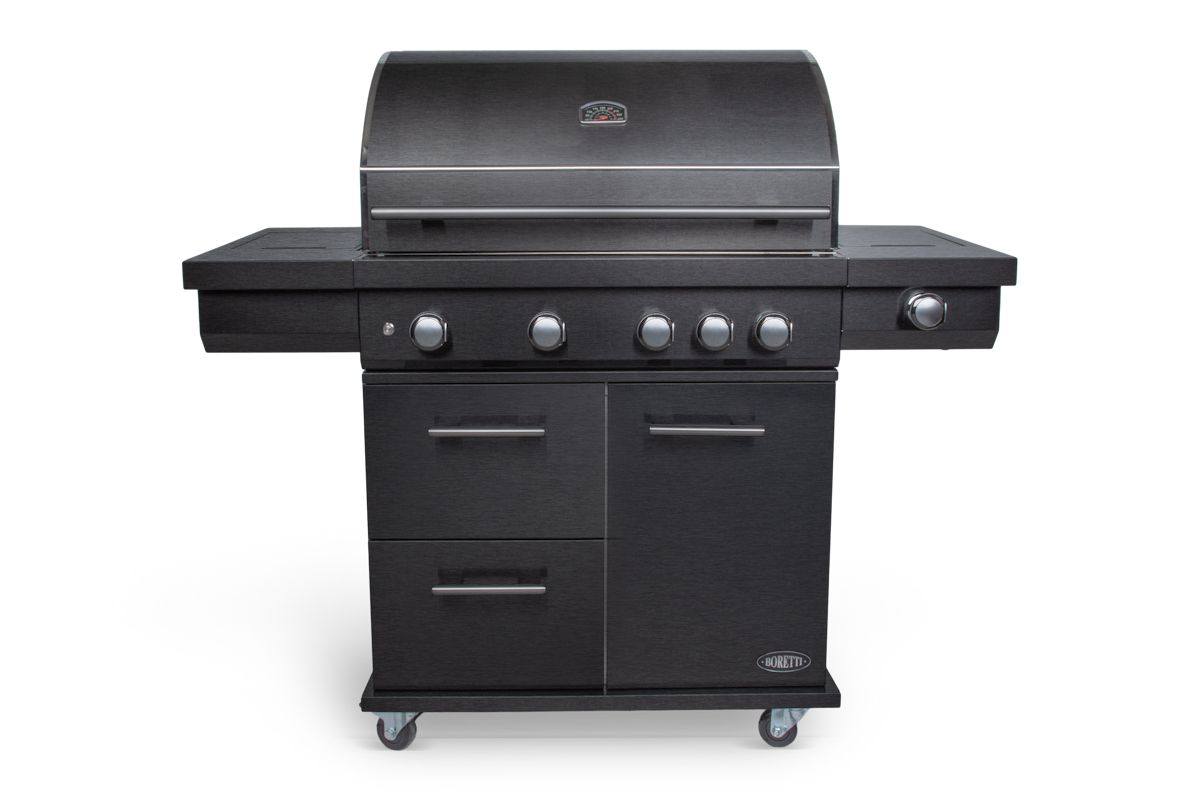 Boretti Imperatore Nero 4B Gas Barbecue - Zwart - Verrijdbaar - 25700W