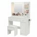 Monza Home® Make Up Tafel – Kaptafel met Spiegel en Verlichting – Inclusief Kruk – Afsluitbare Kast & Föhnhouder – 2 Stopcontacten & 2 USB-poorten – 3 Lichtkleuren Dimbaar met Touch – 141 x 87,5 x 40 cm – Blanc