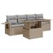 vidaXL 5-delige Loungeset met Kussens, Poly Rattan, Beige
