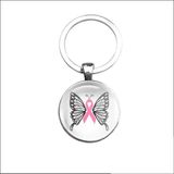 MC Living KadoExpress Sleutelhanger Glas - Vlinder Pink Ribbon