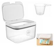 Boîte de rangement pour lessive en poudre avec gobelet doseur et couvercle hermétique