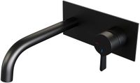 Brauer Black Edition Inbouw Wastafelmengkraan met Gebogen Uitloop en Afdekplaat Model E1 Mat Zwart