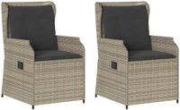 vidaXL Tuinstoelen 2 stuks verstelbaar poly rattan lichtgrijs
