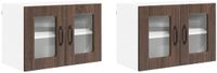 vidaXL Wandglas Kasten PORTO 2 st Bruin Eiken Bewerkt hout