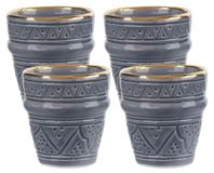 Set de tasses à expresso, gris avec bordure dorée, 4 pièces, 100 ml, céramique