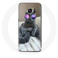 Maniacase Hoesje voor Samsung Galaxy S6 edge Kat met paarse bril
