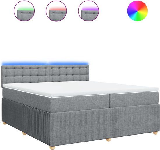 vidaXL Boxspring met matras stof lichtgrijs 200x200 cm